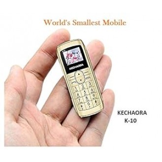 Kechaoda K10 Finger Sized –Bluetooth Phone, Single Sim, 0.66 Inch Display, 300mah Battery, Bluetooth Dialler, Wireless FM (Gold)