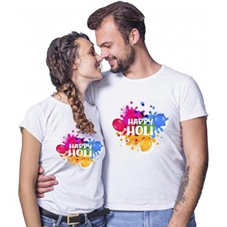 Men's/Women's Regular Fit -Colourful - Holi Tshirt Shirt for Men/Women Printed Round Neck Tshirt || Mens/Womens Tshirts Polycotton Half Sleeve