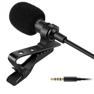 Mic Lapel Collar Mic Voice Recording Filter Microphone for Singing YouTube Smartphone (1.5m)