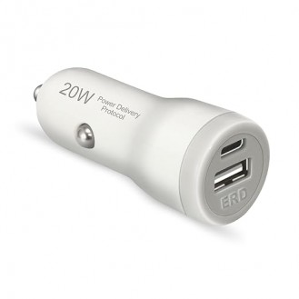 ERD CC-45 Car Charger with 20W Fast Charging | Dual Port -Type C and USB Output | Power Delivery Wide Compatibility for Smart Phones (75% Faster