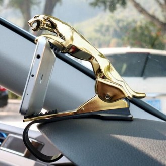 Jaguar HUD Car Phone Holder - Leopard Design Mobile Stand | Adjustable Clip Holder | Dashboard Mobile Holder