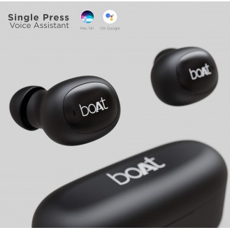 boAt Airdopes 121v2 in-Ear True Wireless Earbuds with Upto 14 Hours Playback, 8MM Drivers, Battery Indicators, Lightweight Earbuds & Multifunction Controls (Active Black, with Mic)